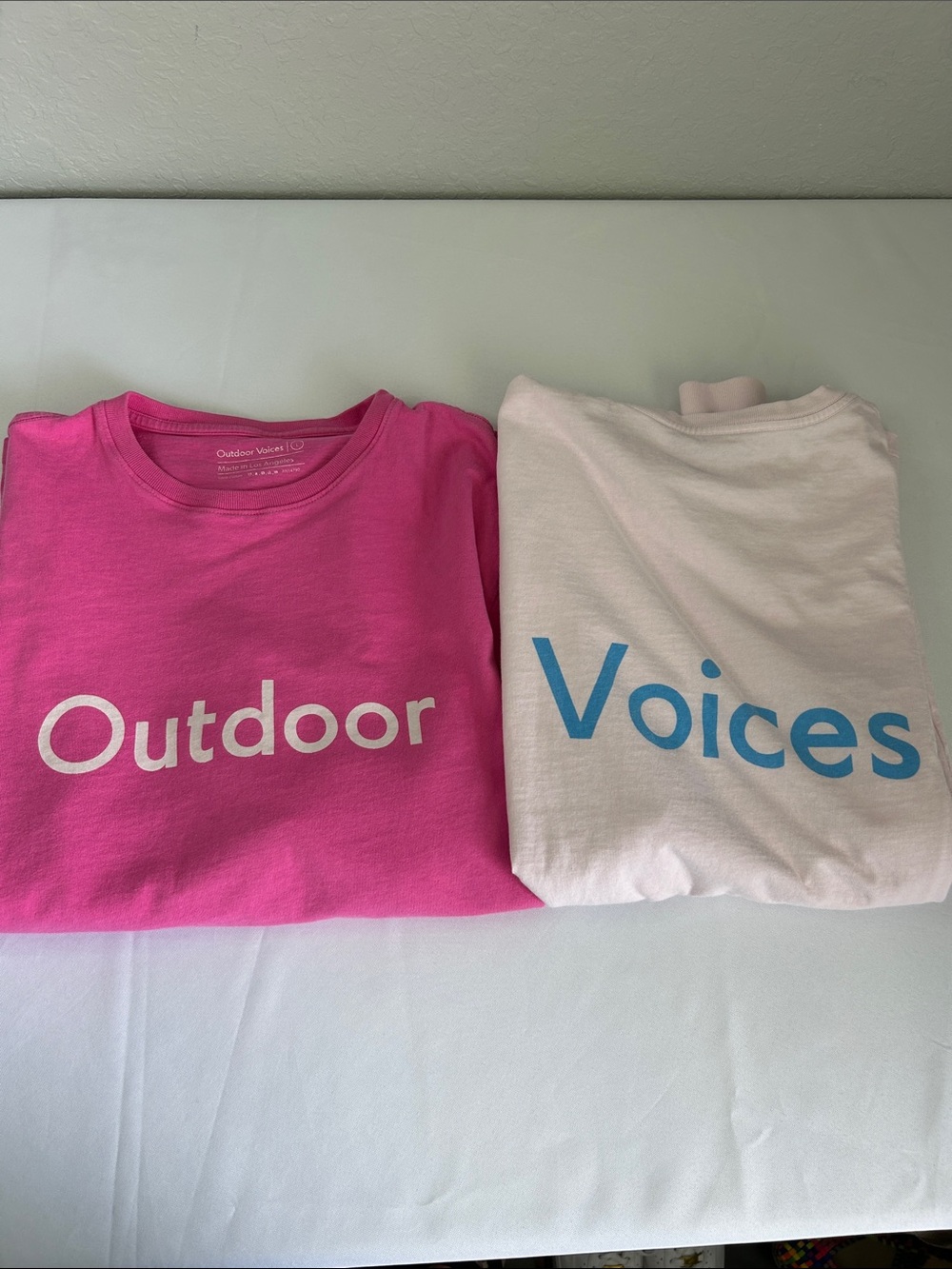 Outdoor Voices Pink & Light Pink LongSleeve Cotton Tee LA Graphic Athleisure